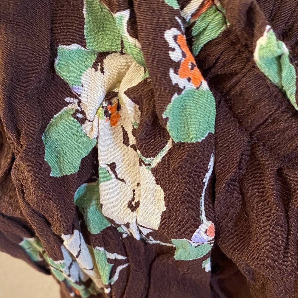 Free People Brown Floral Tie-Front Peasant Blouse - Picture 4 of 6